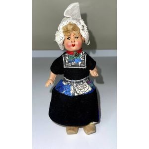 Made in Holland Dutch Doll with Clogs Vintage 7‎ inch Hand Painted